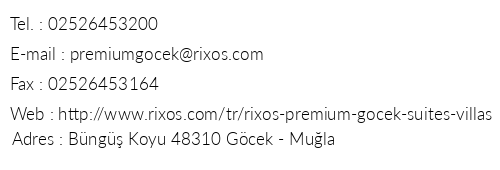 Rixos Premium Gcek telefon numaralar, faks, e-mail, posta adresi ve iletiim bilgileri